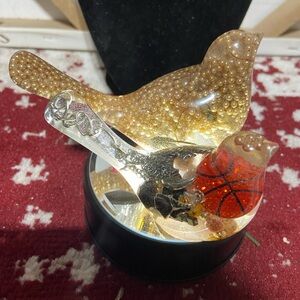 Handmade Pair of Birds, Epoxy, Jewelry Art. Made from Vintage and Modern Pieces